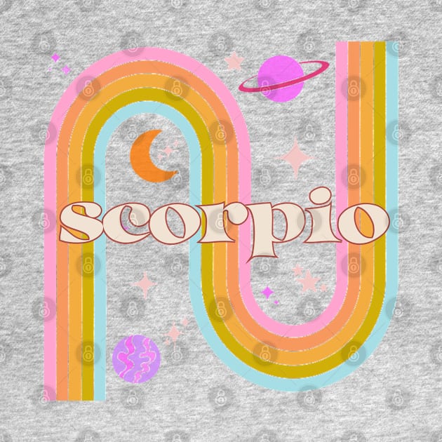 scorpio 70s Rainbow with Flowers by Deardarling